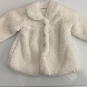 Le Top Girls Faux Fur Coat, White, Size 12 Months